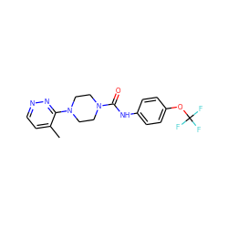 Cc1ccnnc1N1CCN(C(=O)Nc2ccc(OC(F)(F)F)cc2)CC1 ZINC000028456021