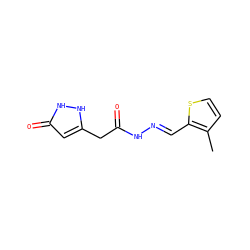 Cc1ccsc1/C=N/NC(=O)Cc1cc(=O)[nH][nH]1 ZINC000000263853
