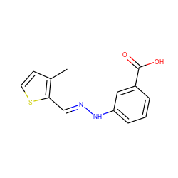 Cc1ccsc1/C=N/Nc1cccc(C(=O)O)c1 ZINC000003909700