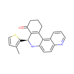 Cc1ccsc1[C@@H]1Nc2ccc3ncccc3c2C2=C1C(=O)CCC2 ZINC000000101314