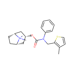 Cc1ccsc1CN(C(=O)O[C@@H]1C[C@@H]2CC[C@H](C1)[N+]2(C)C)c1ccccc1 ZINC000101152325