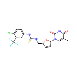 Cc1cn([C@@H]2C=C[C@@H](CNC(=S)Nc3ccc(Cl)c(C(F)(F)F)c3)O2)c(=O)[nH]c1=O ZINC000028864858