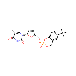 Cc1cn([C@@H]2C=C[C@H](CO[P@@]3(=O)OCc4cc(C(C)(C)C)ccc4O3)O2)c(=O)[nH]c1=O ZINC000003637024