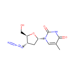 Cc1cn([C@@H]2C[C@H](N=[N+]=[N-])[C@@H](CO)O2)c(=O)[nH]c1=O ZINC000003978074