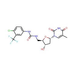 Cc1cn([C@@H]2C[C@H](O)[C@@H](CNC(=O)Nc3ccc(Cl)c(C(F)(F)F)c3)O2)c(=O)[nH]c1=O ZINC000028864854