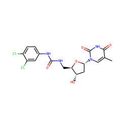 Cc1cn([C@@H]2C[C@H](O)[C@@H](CNC(=O)Nc3ccc(Cl)c(Cl)c3)O2)c(=O)[nH]c1=O ZINC000028864841