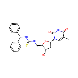 Cc1cn([C@@H]2C[C@H](O)[C@@H](CNC(=S)NC(c3ccccc3)c3ccccc3)O2)c(=O)[nH]c1=O ZINC000028864723