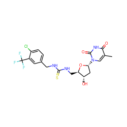 Cc1cn([C@@H]2C[C@H](O)[C@@H](CNC(=S)NCc3ccc(Cl)c(C(F)(F)F)c3)O2)c(=O)[nH]c1=O ZINC000028864761