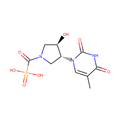 Cc1cn([C@@H]2CN(C(=O)P(=O)(O)O)C[C@H]2O)c(=O)[nH]c1=O ZINC000045370388