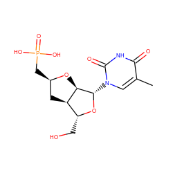 Cc1cn([C@@H]2O[C@H](CO)[C@H]3C[C@@H](CP(=O)(O)O)O[C@H]32)c(=O)[nH]c1=O ZINC000035080084