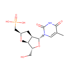 Cc1cn([C@@H]2O[C@H](CO)[C@H]3O[C@@H](CP(=O)(O)O)C[C@H]32)c(=O)[nH]c1=O ZINC000035080082