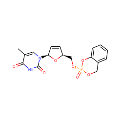 Cc1cn([C@H]2C=C[C@@H](CO[P@@]3(=O)OCc4ccccc4O3)O2)c(=O)[nH]c1=O ZINC000006521123