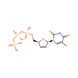 Cc1cn([C@H]2C=C[C@@H](CO[P@](=O)(O)O[P@@](=O)(O)OP(=O)(O)O)O2)c(=O)[nH]c1=O ZINC000012502783