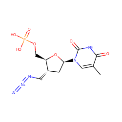 Cc1cn([C@H]2C[C@H](CN=[N+]=[N-])[C@@H](COP(=O)(O)O)O2)c(=O)[nH]c1=O ZINC000013525781