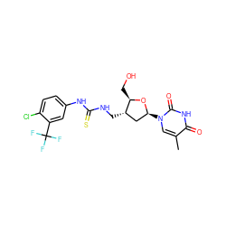 Cc1cn([C@H]2C[C@H](CNC(=S)Nc3ccc(Cl)c(C(F)(F)F)c3)[C@@H](CO)O2)c(=O)[nH]c1=O ZINC000028864411