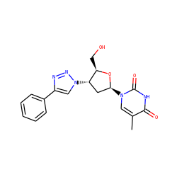 Cc1cn([C@H]2C[C@H](n3cc(-c4ccccc4)nn3)[C@@H](CO)O2)c(=O)[nH]c1=O ZINC000009339858