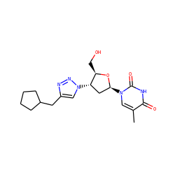 Cc1cn([C@H]2C[C@H](n3cc(CC4CCCC4)nn3)[C@@H](CO)O2)c(=O)[nH]c1=O ZINC000049067299