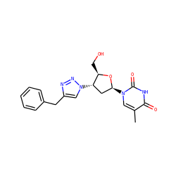 Cc1cn([C@H]2C[C@H](n3cc(Cc4ccccc4)nn3)[C@@H](CO)O2)c(=O)[nH]c1=O ZINC000049067297