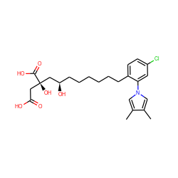 Cc1cn(-c2cc(Cl)ccc2CCCCCC[C@@H](O)C[C@](O)(CC(=O)O)C(=O)O)cc1C ZINC000013781081