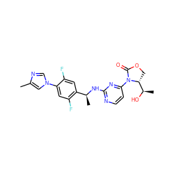 Cc1cn(-c2cc(F)c([C@H](C)Nc3nccc(N4C(=O)OC[C@@H]4[C@@H](C)O)n3)cc2F)cn1 ZINC001772605247