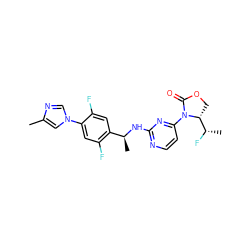 Cc1cn(-c2cc(F)c([C@H](C)Nc3nccc(N4C(=O)OC[C@@H]4[C@H](C)F)n3)cc2F)cn1 ZINC000221910705