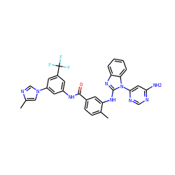 Cc1cn(-c2cc(NC(=O)c3ccc(C)c(Nc4nc5ccccc5n4-c4cc(N)ncn4)c3)cc(C(F)(F)F)c2)cn1 ZINC000049872011