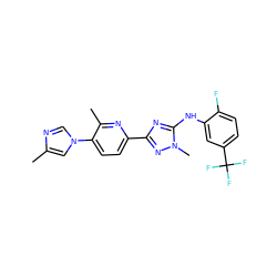 Cc1cn(-c2ccc(-c3nc(Nc4cc(C(F)(F)F)ccc4F)n(C)n3)nc2C)cn1 ZINC000141160998