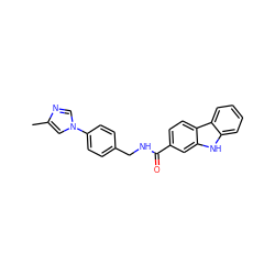 Cc1cn(-c2ccc(CNC(=O)c3ccc4c(c3)[nH]c3ccccc34)cc2)cn1 ZINC001772611252