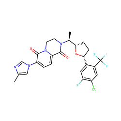 Cc1cn(-c2ccc3n(c2=O)CCN([C@@H](C)[C@@H]2CC[C@H](c4cc(F)c(Cl)cc4C(F)(F)F)O2)C3=O)cn1 ZINC000205746586