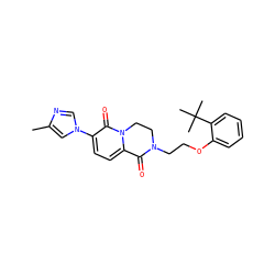 Cc1cn(-c2ccc3n(c2=O)CCN(CCOc2ccccc2C(C)(C)C)C3=O)cn1 ZINC000144601002
