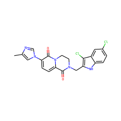 Cc1cn(-c2ccc3n(c2=O)CCN(Cc2[nH]c4ccc(Cl)cc4c2Cl)C3=O)cn1 ZINC000299866853