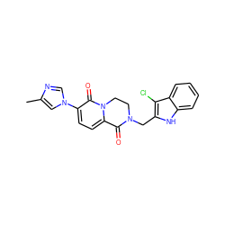 Cc1cn(-c2ccc3n(c2=O)CCN(Cc2[nH]c4ccccc4c2Cl)C3=O)cn1 ZINC000299868788