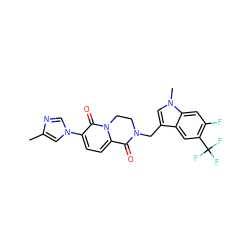 Cc1cn(-c2ccc3n(c2=O)CCN(Cc2cn(C)c4cc(F)c(C(F)(F)F)cc24)C3=O)cn1 ZINC000224412670