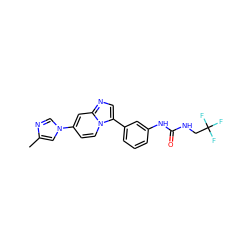 Cc1cn(-c2ccn3c(-c4cccc(NC(=O)NCC(F)(F)F)c4)cnc3c2)cn1 ZINC000140121510