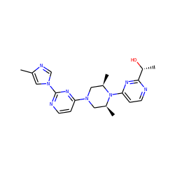 Cc1cn(-c2nccc(N3C[C@H](C)N(c4ccnc([C@@H](C)O)n4)[C@H](C)C3)n2)cn1 ZINC000013491415