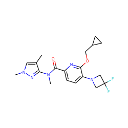 Cc1cn(C)nc1N(C)C(=O)c1ccc(N2CC(F)(F)C2)c(OCC2CC2)n1 ZINC000146524749