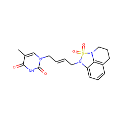 Cc1cn(C/C=C/CN2c3cccc4c3N(CCC4)S2(=O)=O)c(=O)[nH]c1=O ZINC000066262798