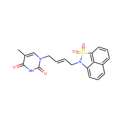 Cc1cn(C/C=C/CN2c3cccc4cccc(c34)S2(=O)=O)c(=O)[nH]c1=O ZINC000066259259