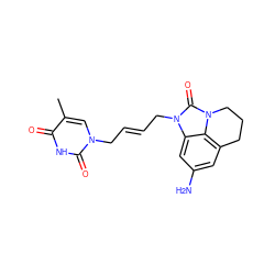 Cc1cn(C/C=C/Cn2c(=O)n3c4c(cc(N)cc42)CCC3)c(=O)[nH]c1=O ZINC000066262796