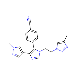 Cc1cn(CCn2cnc(-c3cnn(C)c3)c2-c2ccc(C#N)cc2)nn1 ZINC000263621294