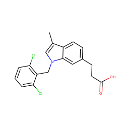 Cc1cn(Cc2c(Cl)cccc2Cl)c2cc(CCC(=O)O)ccc12 ZINC000205665753