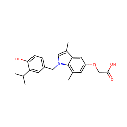 Cc1cn(Cc2ccc(O)c(C(C)C)c2)c2c(C)cc(OCC(=O)O)cc12 ZINC000299856088