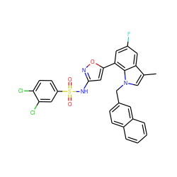 Cc1cn(Cc2ccc3ccccc3c2)c2c(-c3cc(NS(=O)(=O)c4ccc(Cl)c(Cl)c4)no3)cc(F)cc12 ZINC000049774956