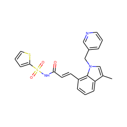 Cc1cn(Cc2cccnc2)c2c(/C=C/C(=O)NS(=O)(=O)c3cccs3)cccc12 ZINC000045245836