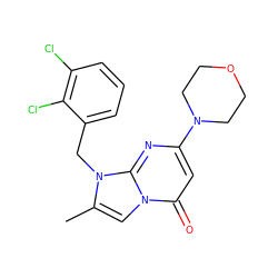 Cc1cn2c(=O)cc(N3CCOCC3)nc2n1Cc1cccc(Cl)c1Cl ZINC000073313444