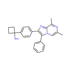 Cc1cn2c(-c3ccccc3)c(-c3ccc(C4(N)CCC4)cc3)nc2c(C)n1 ZINC000205132255