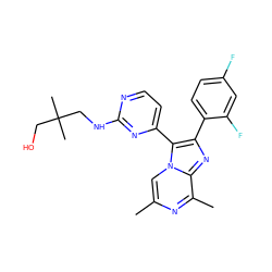 Cc1cn2c(-c3ccnc(NCC(C)(C)CO)n3)c(-c3ccc(F)cc3F)nc2c(C)n1 ZINC000063540197