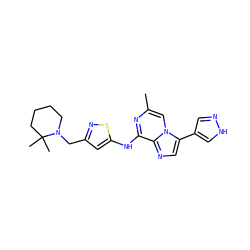 Cc1cn2c(-c3cn[nH]c3)cnc2c(Nc2cc(CN3CCCCC3(C)C)ns2)n1 ZINC000064528226