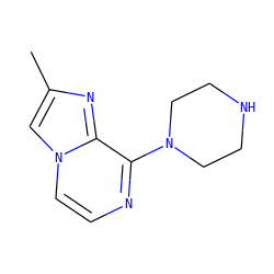 Cc1cn2ccnc(N3CCNCC3)c2n1 ZINC000013728031