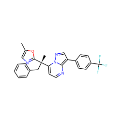 Cc1cnc([C@@](C)(Cc2ccccc2)c2ccnc3c(-c4ccc(C(F)(F)F)cc4)cnn23)o1 ZINC000115651647